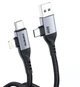 Кабель Foneng X92 4-in-1 (60W) USB/USB-C - USB-C/Lightning 1м Black (X92-CA-FIO) Сірий 29382 - изображение 1
