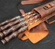 Подарочный набор шампуров для BBQ VIKING CREATE в коже Асгард рыжий подарок мужчине, куму, брату, другу, отцу, руководителю (LC-032) - изображение 4