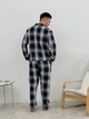 Мужская фланелевая пижама COSY с рубашкой на пуговицах XL в сине-серую клетку (P-F106P) - изображение 3