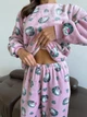 Женская пижама теплая домашний костюм COSY из велсофта Мяу-Лав брюки+свитшот 2XL розовая VEL011 - изображение 5