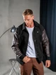 Мужская теплая куртка бомбер из кашемира TEAMV Casual Черная с коричневыми рукавами M - изображение 3