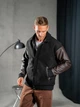Мужская теплая куртка бомбер из кашемира TEAMV Casual Черная с коричневыми рукавами M - изображение 4