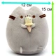 Набор Пушин кэт Pusheen cat Кот с мороженым Мягкая игрушка 15х12 см Серая и блокнот А5 14х10 см Черный n-12469 - изображение 2