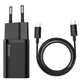 Комплект для быстрой зарядки Зарядное сетевое устройство Baseus Super Si 25W Type-C 3A QC3.0+PD3.0 + Кабель Type-C to Type-C 3A 1m (TZCCSUP-L01) Black - изображение 1