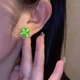 Серьги женские под золото Liresmina Jewelry серьги гвоздики пусеты Нифритовый зеленый клевер на удачу - изображение 6
