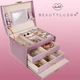 Скринька - скринька органайзер для коштовностей прикрас Beautylushh з дзеркалом і ключем, рожевий (6400) - зображення 7