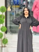 Жіноча ошатна шовкова сукня з чорним камінням на комірі Туреччина AHMET MODE 54 (48 турецький розмір) Чорний - зображення 4