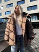 Пуховик зимний женский Venus оверсайз L-XL old коричневый - изображение 5