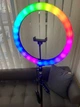 Кольцевая Светодиодная LED лампа 36см RGB цветная со Штативом 210см, Лампа Блогера, Тиктокера - изображение 2