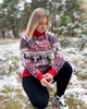 Женский новогодний свитер с оленями "House" Красный, под шею, размер XL - изображение 3