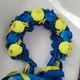 Веночек обруч с лентами украинский объемный на голову с цветами сине-желтый - изображение 1