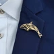 Брошь BROCHE бижутерия Рыбы Дельфин золотистая BRSF114496 - изображение 2