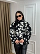 Жіночий светр oversize з леопардовим принтом ONE SIZE чорний (2394) - изображение 2