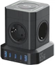Универсальный сетевой удлинитель RZTK GaN Hub Wireless 65W + 3 USB-A (QC 3.0) + USB-С (PD20W) Black 2 м - изображение 1