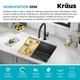 Кухонная мойка Kraus Kore нижнего монтажа KWU1111-23-PGM KS0019U 53,34 x 40,64 x 25,4 см Черный - изображение 4
