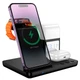 Беспроводная зарядка Qi HOCO CQ9 |15W| Док-станция для iPhone, iWatch, наушников, с часами, будильником и ночником Black - изображение 1