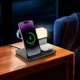 Беспроводная зарядка Qi HOCO CQ9 |15W| Док-станция для iPhone, iWatch, наушников, с часами, будильником и ночником Black - изображение 2