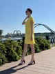 Платье с рукавами крылышками из вискозной ткани Cat Orange 5779 Желтое 44 - изображение 3