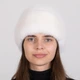 Женская шапка из натурального меха норки на вязаной основе Меховой Стиль Лобик 54-60 Белый (132/N) - изображение 2