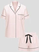 Піжама Сатинова (сорочка + шорти) Victoria's Secret Flannel Short Pajama Set М Рожева смужка (26911223) - зображення 4