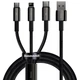 Кабель швидкого заряджання USB-Lightning+Type-C+MicroUSB Baseus Tungsten Gold 3-in-1 3.5А 1.5m, чорний - зображення 1