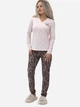 Пижама (лонгслив + штаны) женская большого размера хлопковая Leinle Pink Genius 1583 3XL Черный/Розовый (4821583161277) - изображение 1