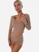 Пижама (лонгслив + шорты) женская хлопковая Leinle Havana Brown 1579 L Коричневая (4821579420074) - изображение 1
