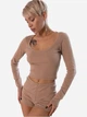 Пижама (лонгслив + шорты) женская хлопковая Leinle Havana Brown 1579 L Коричневая (4821579420074) - изображение 3