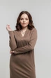 Тепла сукня в рубчик 104MONA 3XL Бежевий - изображение 4