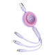 Кабель Baseus Bright Mirror 2 Series Retractable 3-in-1 Fast Charging Data Cable USB to M+L+C 66W 1.1m Purple (CAMJ010105) - изображение 3