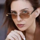 Солнцезащитные очки No Brand унисекс без оправы Trend коричневые с золотом - изображение 1
