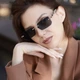 Солнцезащитные очки No Brand унисекс без оправы Trend черные с золотом - изображение 1
