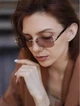 Солнцезащитные очки No Brand унисекс без оправы Trend бежевые с золотом - изображение 2