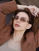 Солнцезащитные очки No Brand унисекс без оправы Trend бежевые с золотом - изображение 5