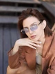 Солнцезащитные очки No Brand унисекс без оправы Trend голубые с золотом - изображение 6