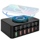 Многопортовая зарядная станция с беспроводной зарядкой Digital Lion MCS-818-H | мультизарядное устройство на 5 USB-A+1 Type-C порт, PD, QC, 100W - изображение 2