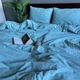 Постельное белье Washed Cotton Однотонная Полутораспальное 150 x 220 Вареный хлопок Мятное 70 х 70 - изображение 3