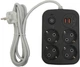 Сітковий фільтр XoKo SP-4-2-1 4 розетки, 3 USB, 2 м Black (XK-SP-4-2-1-BK) чорний із сірим - изображение 3