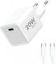 Ładowarka sieciowa Winner Group 1 x USB-C PPS PD 20 W z kablem USB Type-C White (8591194093135) - obraz 1