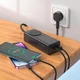 Мережевий подовжувач фільтр Hoco NS4 4000W EU/GER штекер 2xUSB 1xType-C PD65W QC 3.0 швидке заряджання чорний - зображення 8