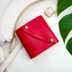Компактный женский кошелек с гравировкой на заказ, Red, Malina Leather - изображение 1