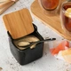 Цукорниця чорна з ложечкою та кришкою Konighoffer порцелянова цукорниця з бамбуковою ложечкою та кришкою - изображение 4