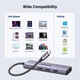 Багатопортовий адаптер-концентратор UGREEN USB HUB C 5 в 1 HDMI, 100 W Power Delivery, 3 USB-A 3.0 Grey - зображення 4