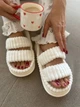 Женские домашние тапочки Cappone в полоску, Белые , 38-39 р(25см) - изображение 3