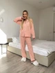 Пижама из муслина XL Персиковая в белые сердца - изображение 1