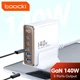 Зарядний пристрій Toocki 140W GaN Desktop Charger з LED дисплеєм і 5 портами (PD 3.0+QC 4.0) для швидкої зарядки 3C+2A (White) - зображення 1