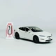 Машинка Автопром "Tesla Модель S с зарядной станцией" белая, 1:24 (18 см) AP7713-3 - изображение 2