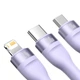 Кабель USB > USB Type-C + Lightning + microUSB Baseus Flash Series Ⅱ One-for-three Fast Charging Data Cable 66W 1.2 m (CASS040005) Purple - изображение 3