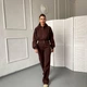 Костюм женский теплый прогулочный ULTRA Ballet Grace (бомбер со змейкой и брюки палаццо) тринитка флис Шоколадный XS - изображение 4