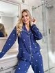 Пижама из муслина XL Синяя в белые сердца - изображение 6